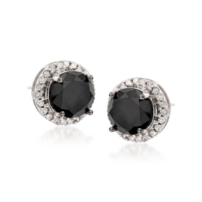 3.00 ct. t.w. Black and White Diamond Stud Earrings in 14kt White Gold &mdash; Alt Image 1