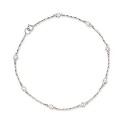 .80 ct. t.w. CZ Station Anklet in Sterling Silver. 10" &mdash; Alt Image 1