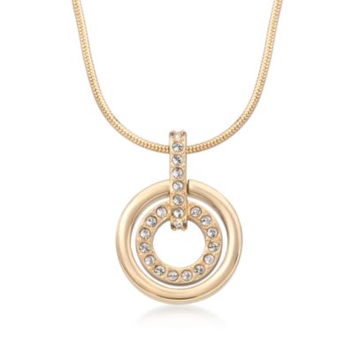 Swarovski Crystal Double Circle Pendant With Chain. 14 3/4" &mdash; Alt Image 1