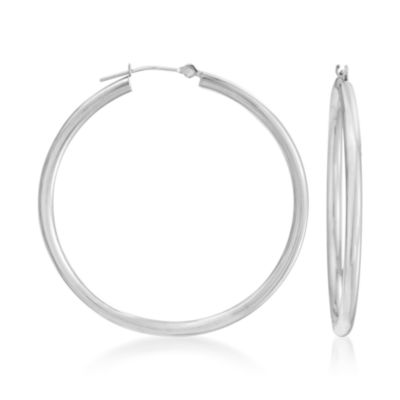 14kt White Gold Hoop Earrings &mdash; Alt Image 1