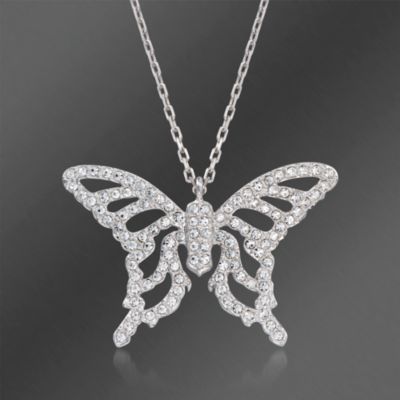 Swarovski Crystal Butterfly "Nightingale" Pendant Necklace. 15.5" &mdash; Alt Image 1