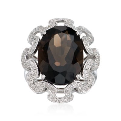 10.05 Carat Smoky Quartz and .15 ct. t.w. Diamond Ring In 14kt White Gold &mdash; Alt Image 1