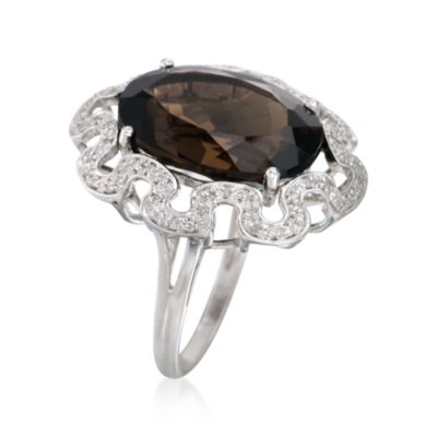 10.05 Carat Smoky Quartz and .15 ct. t.w. Diamond Ring In 14kt White Gold &mdash; Alt Image 2