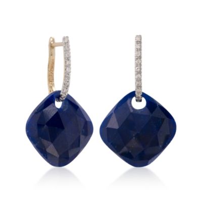 .10 ct. t.w. Diamond Hoop Earrings With Set of Interchangeable 88.00 ct. t.w. Multi-Gem Charms In 14kt Yellow Gold &mdash; Alt Image 2