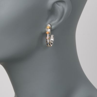 .75 ct. t.w. Multicolored Sapphire and .25 ct. t.w. Diamond J-Hoop Earrings In Sterling Silver &mdash; Alt Image 2