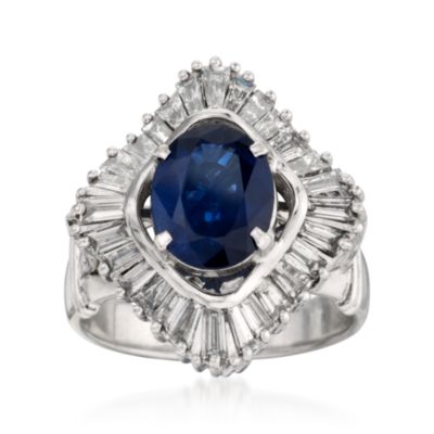2.90 Carat Sapphire and 1.45 ct. t.w. Diamond Ring in 18kt White Gold &mdash; Alt Image 1