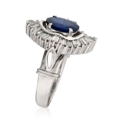 2.90 Carat Sapphire and 1.45 ct. t.w. Diamond Ring in 18kt White Gold &mdash; Alt Image 2
