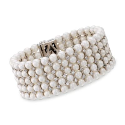 5mm Mother-Of-Pearl and 6.40 ct. t.w. CZ Bracelet In Sterling Silver &mdash; Alt Image 1