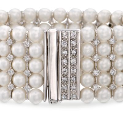 5mm Mother-Of-Pearl and 6.40 ct. t.w. CZ Bracelet In Sterling Silver &mdash; Alt Image 3