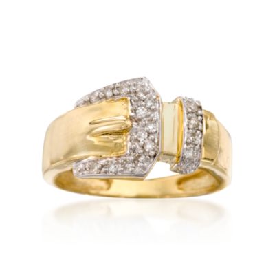 C.1970 Vintage .15 ct. t.w. Pave Diamond Buckle Ring In 14kt Yellow Gold. Size 6 &mdash; Alt Image 1