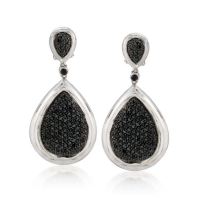 Black 4.05 ct. t.w. CZ Drop Earrings In Sterling Silver &mdash; Alt Image 1