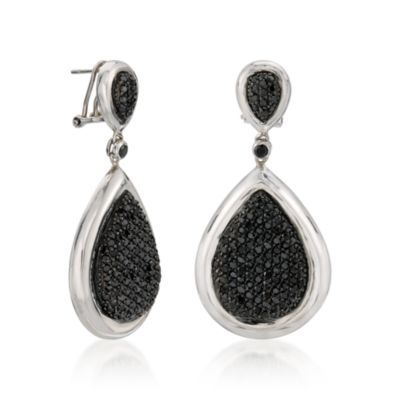 Black 4.05 ct. t.w. CZ Drop Earrings In Sterling Silver &mdash; Alt Image 3