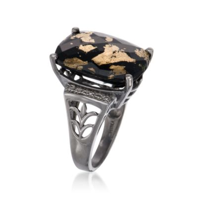Black Agate Doublet Ring in Sterling Silver. Size 6 &mdash; Alt Image 3