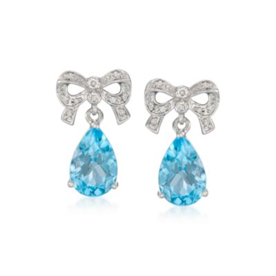 7.20 ct. t.w. Blue Topaz and .10 ct. t.w. Diamond Earrings in Sterling Silver &mdash; Alt Image 1
