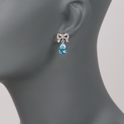 7.20 ct. t.w. Blue Topaz and .10 ct. t.w. Diamond Earrings in Sterling Silver &mdash; Alt Image 2