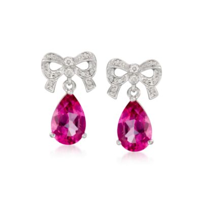 7.20 ct. t.w. Pink Topaz and .10 ct. t.w. Diamond Earrings in Sterling Silver &mdash; Alt Image 1