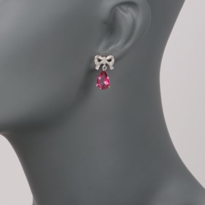 7.20 ct. t.w. Pink Topaz and .10 ct. t.w. Diamond Earrings in Sterling Silver &mdash; Alt Image 2