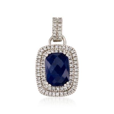 .85 ct. t.w. White Topaz and 8.00 Carat Sapphire Pendant in Sterling Silver &mdash; Alt Image 1