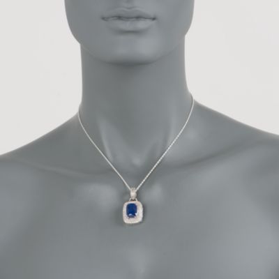 .85 ct. t.w. White Topaz and 8.00 Carat Sapphire Pendant in Sterling Silver &mdash; Alt Image 2