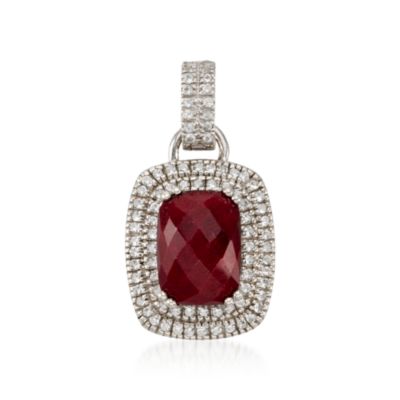 .85 ct. t.w. White Topaz and 8.00 Carat Ruby Pendant in Sterling Silver &mdash; Alt Image 1