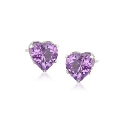 2.00 ct. t.w. Amethyst Heart Stud Earrings in Sterling Silver &mdash; Alt Image 1