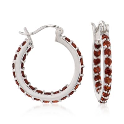3.00 ct. t.w. Garnet In-And-Out Hoop Earrings in Sterling Silver &mdash; Alt Image 1