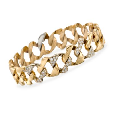 C. 1980 Vintage Tiffany Jewelry .55 ct. t.w. Diamond Heart Bracelet In 18kt Yellow Gold. 7.25" &mdash; Alt Image 1