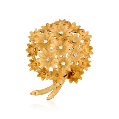 C. 1970 Vintage .45 ct. t.w. Diamond Flower Pin in 18kt Yellow Gold &mdash; Alt Image 1