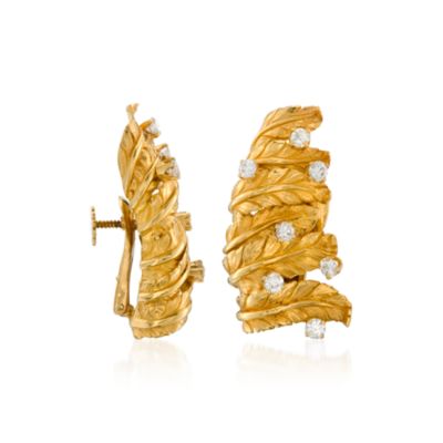 C. 1960 Vintage 1.50 ct. t.w. Diamond Earrings in 18kt Yellow Gold &mdash; Alt Image 2