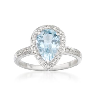 1.55 ct. t.w. Aquamarine and .10 ct. t.w. Diamond Ring in 14kt White Gold &mdash; Alt Image 1