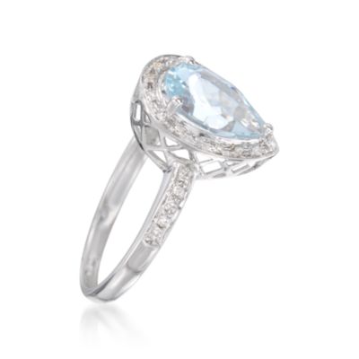 1.55 ct. t.w. Aquamarine and .10 ct. t.w. Diamond Ring in 14kt White Gold &mdash; Alt Image 3