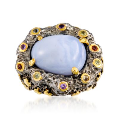 Blue Chalcedony Ring With Multi-Gem in Sterling Silver &mdash; Alt Image 1
