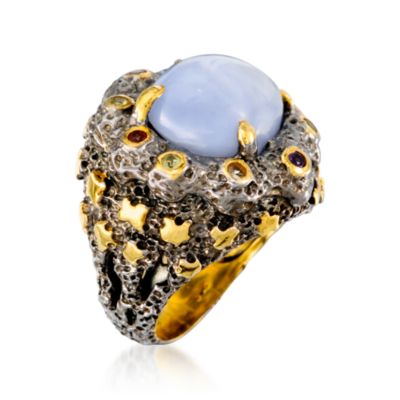 Blue Chalcedony Ring With Multi-Gem in Sterling Silver &mdash; Alt Image 3