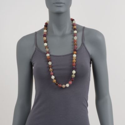 14mm Multicolored Jade Endless Strand Necklace in Sterling Silver. 36" &mdash; Alt Image 2