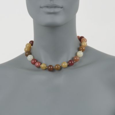 Multicolored Jade Bead Necklace With 14kt Yellow Gold Clasp &mdash; Alt Image 2