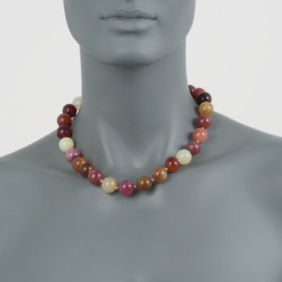 Multicolored Jade Bead Necklace With 14kt Yellow Gold Clasp &mdash; Alt Image 3