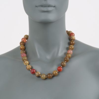 Multicolored Jade Bead Necklace With 14kt Yellow Gold Clasp &mdash; Alt Image 4