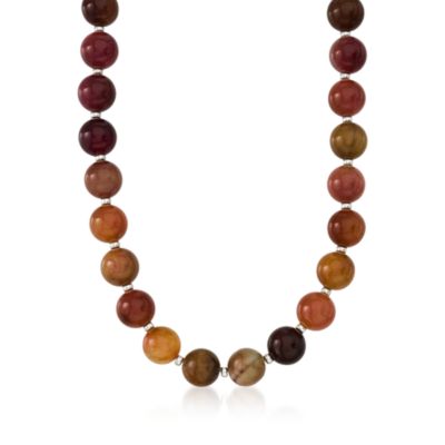 Jade Bead Necklace in Sterling Silver &mdash; Alt Image 1