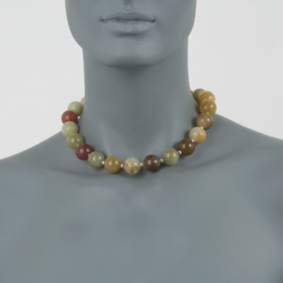 Jade Bead Necklace in Sterling Silver &mdash; Alt Image 2