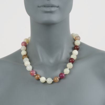 Jade Bead Necklace in Sterling Silver &mdash; Alt Image 4