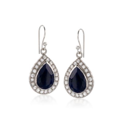 10.20 ct. t.w. Sapphire and 1.25 ct. t.w. White Topaz Earrings in Sterling Silver &mdash; Alt Image 1