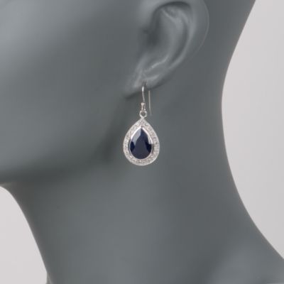 10.20 ct. t.w. Sapphire and 1.25 ct. t.w. White Topaz Earrings in Sterling Silver &mdash; Alt Image 2