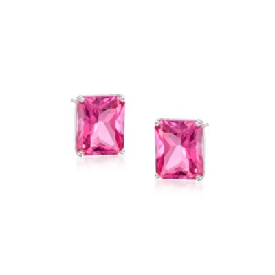 10.00 ct. t.w. Pink Topaz Stud Earrings in 14kt White Gold &mdash; Alt Image 1