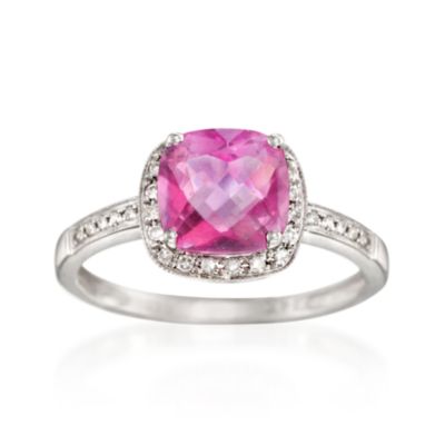 2.00 Carat Pink Topaz and .10 ct. t.w. Diamond Ring in 14kt White Gold &mdash; Alt Image 1