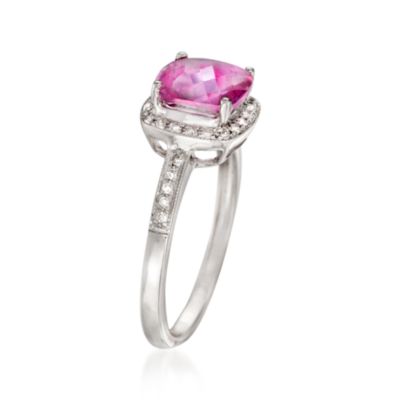 2.00 Carat Pink Topaz and .10 ct. t.w. Diamond Ring in 14kt White Gold &mdash; Alt Image 2