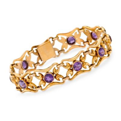 C. 1970 Vintage 5.80 ct. t.w. Amethyst Bracelet In 14kt Yellow Gold. 7.25" &mdash; Alt Image 1