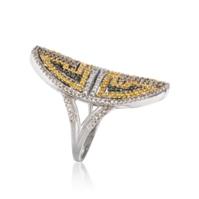 Multicolored .95 ct. t.w. Diamond Shou Symbol Ring in Sterling Silver &mdash; Alt Image 3