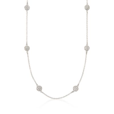 1.50 ct. t.w. CZ Station Necklace In Sterling Silver &mdash; Alt Image 1