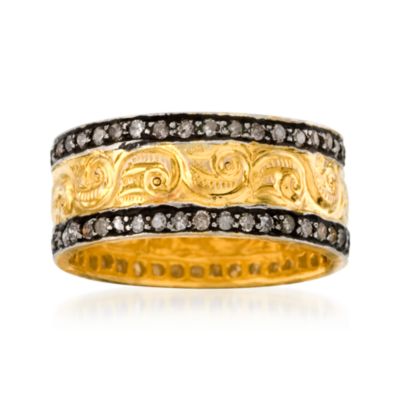 .65 ct. t.w. Natural Diamond Eternity Band In 14kt Yellow Gold and Sterling Silver With Black Rhodium &mdash; Alt Image 1