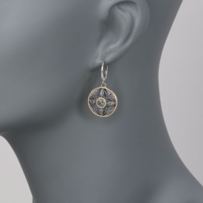 .20 ct. t.w. Blue Diamond Medallion Earrings In Two-Tone &mdash; Alt Image 2